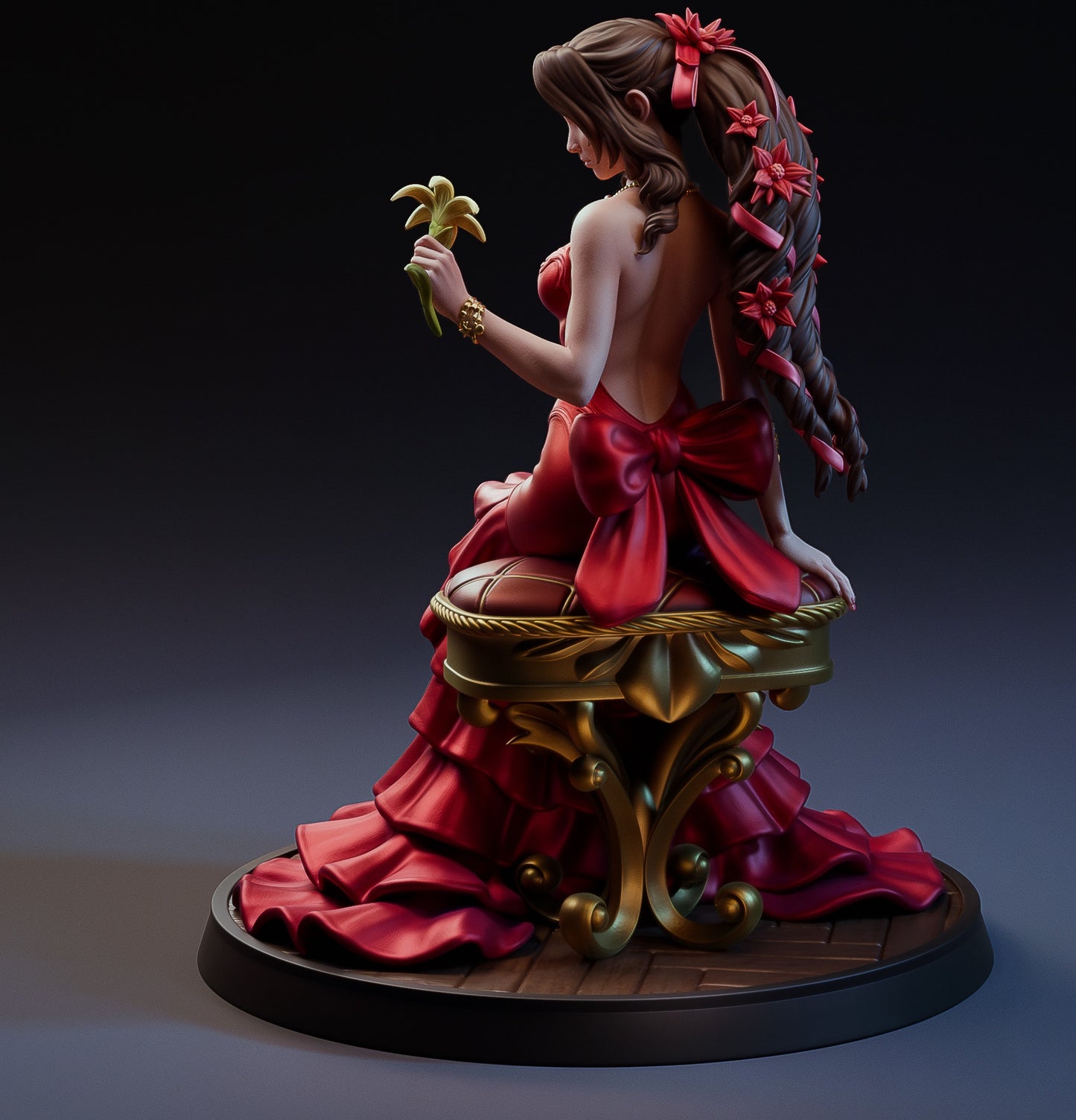 Aerith Gainsborough (Final Fantasy VII )  3D Print Model - Pre-Supported & Uncut STL/LYS
