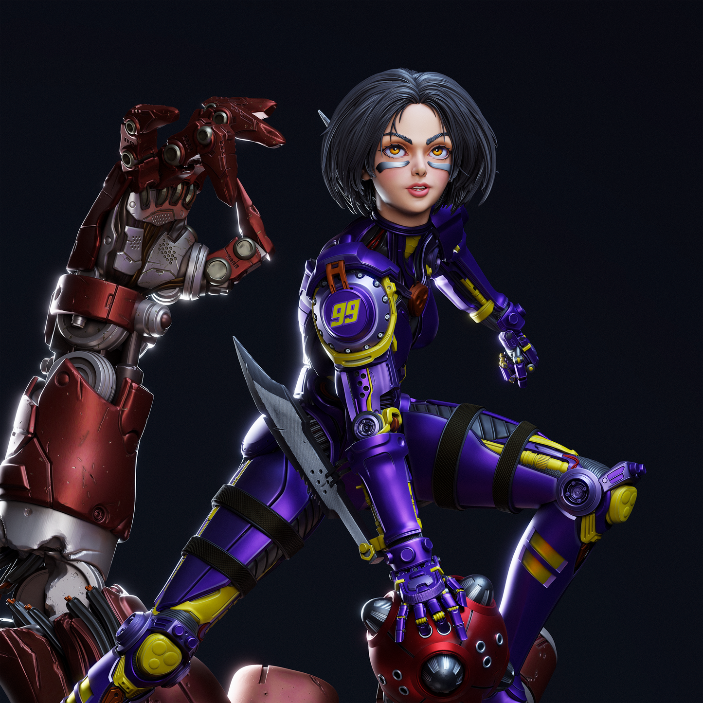 Alita Battle Angel STL File – 1/6 & 1/9 Scale Pre-Supported 3D Model | Cyberpunk Ready-to-Print