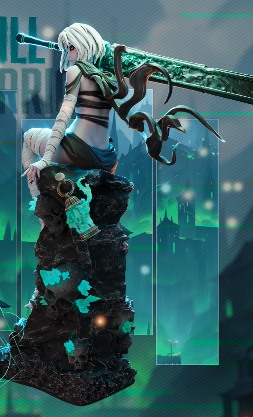 SkullWaririor 1/7 Scale Statue | STL Files for Resin 3D Printing (Pre‑Supported + Unsupported)