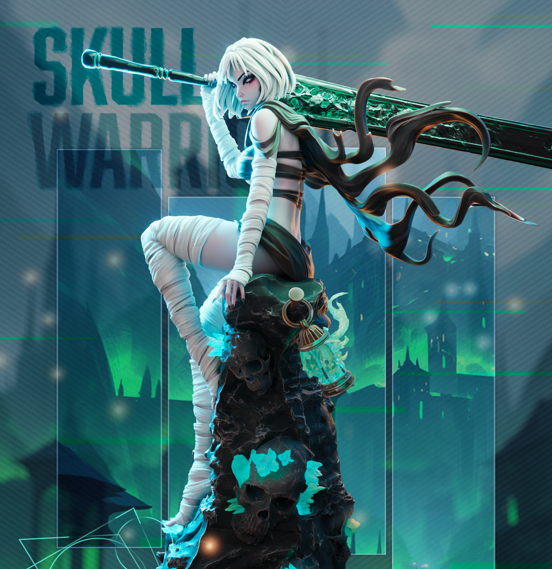 SkullWaririor 1/7 Scale Statue | STL Files for Resin 3D Printing (Pre‑Supported + Unsupported)