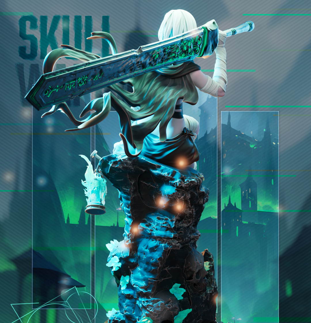 SkullWaririor 1/7 Scale Statue | STL Files for Resin 3D Printing (Pre‑Supported + Unsupported)