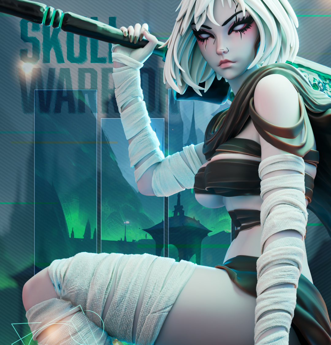 SkullWaririor 1/7 Scale Statue | STL Files for Resin 3D Printing (Pre‑Supported + Unsupported)