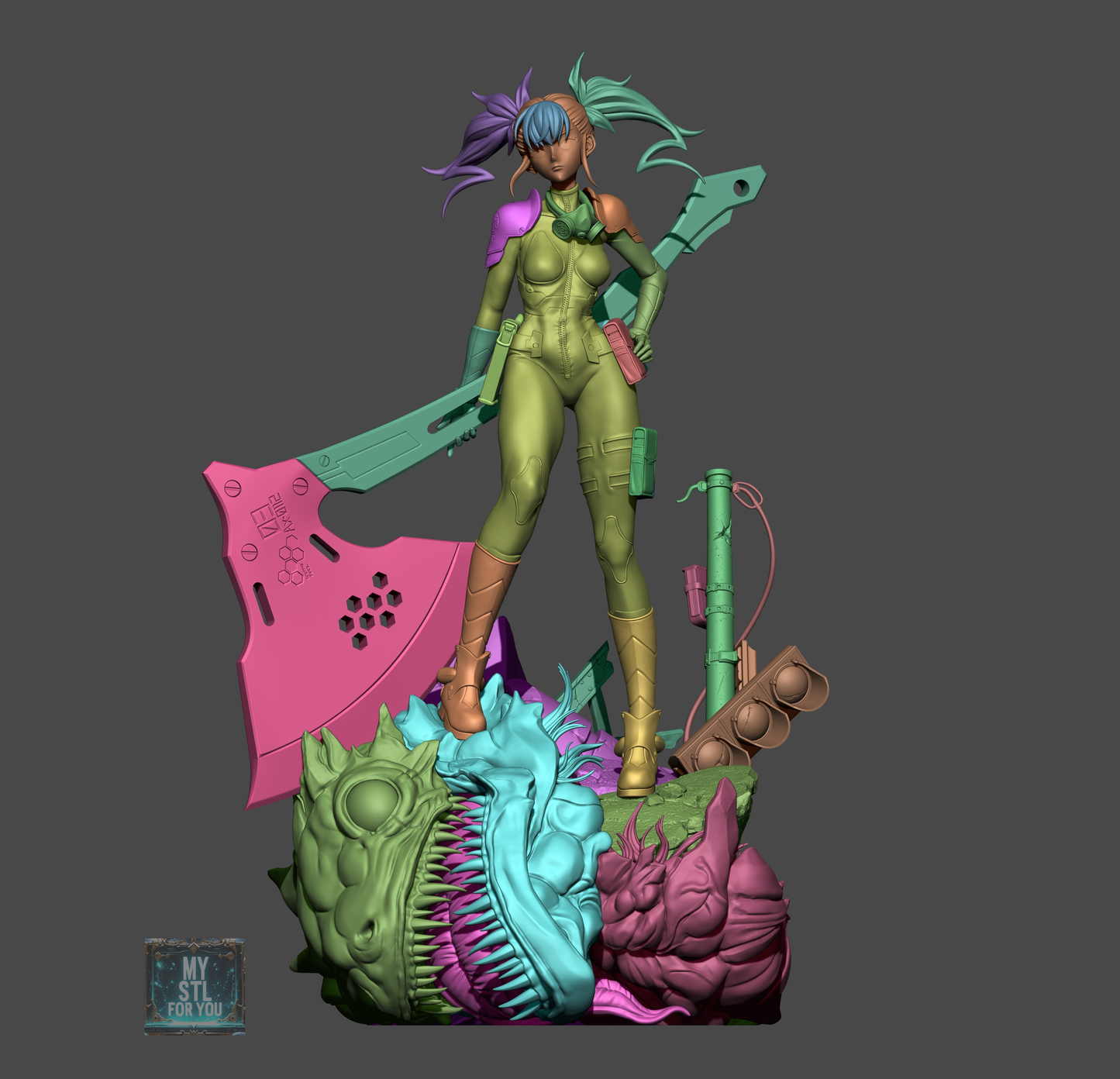 Kikoru Anime Warrior Statue STL – 1/6 & 1/9 Scale, Presupported + Uncut