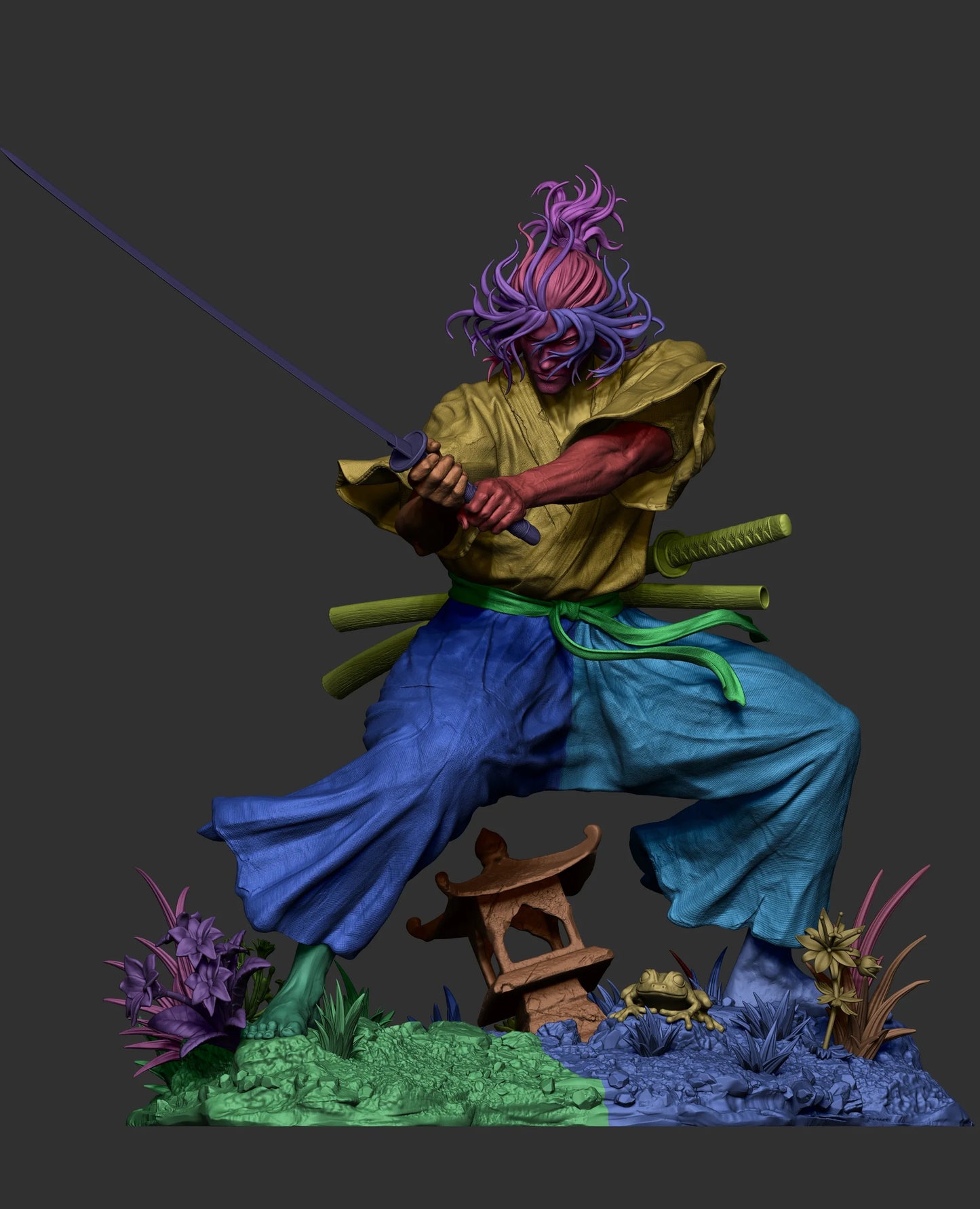 Musashi Miyamoto STL File – Dual Katana Samurai | 1/6 & 1/9 Scale | Historical & Anime 3D Model