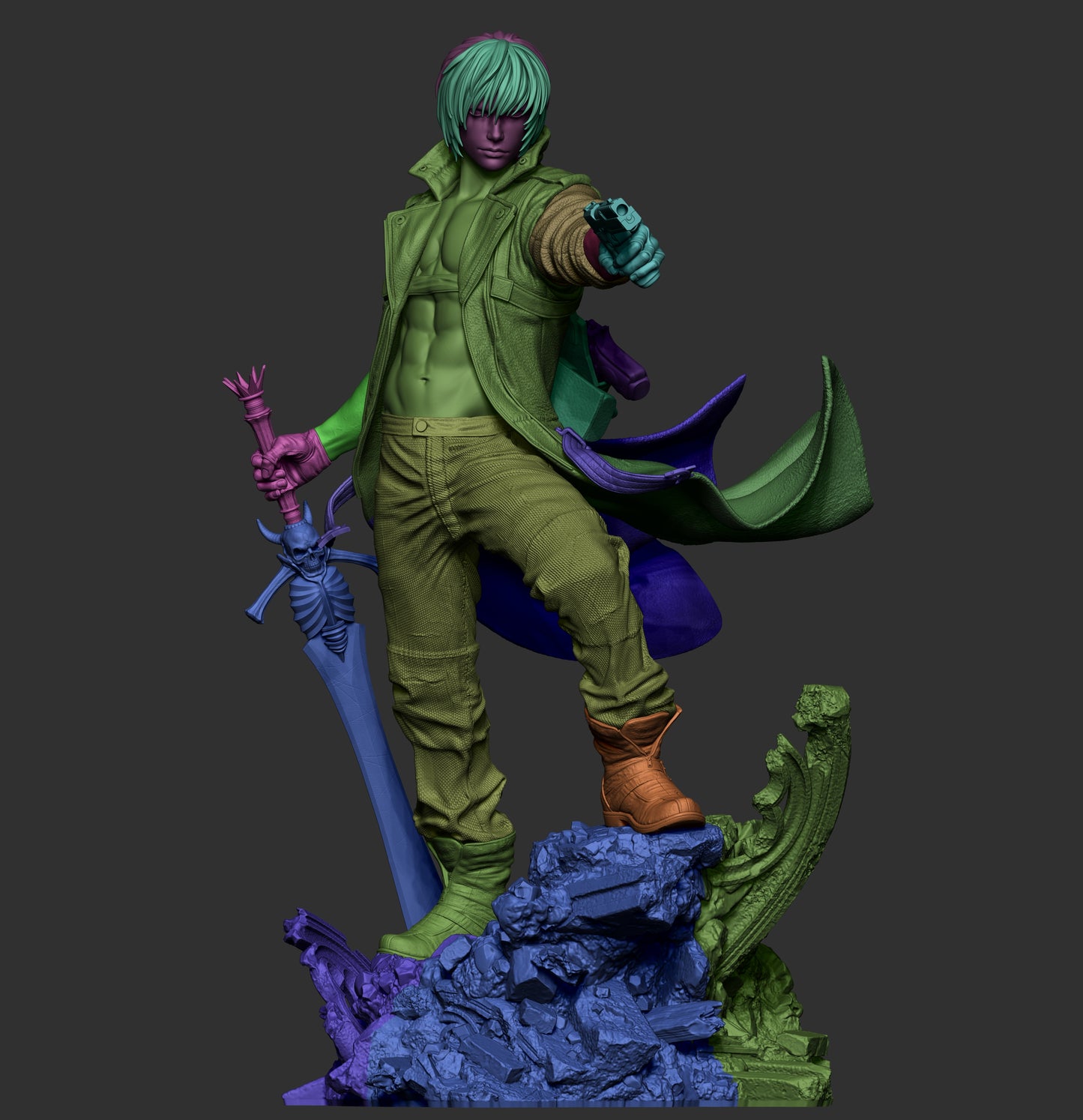 Dante 3D STL Printable Figure – Demon Hunter STL for Resin Printing (1/6 Pre-Supported, 1/9 Split & Uncut)