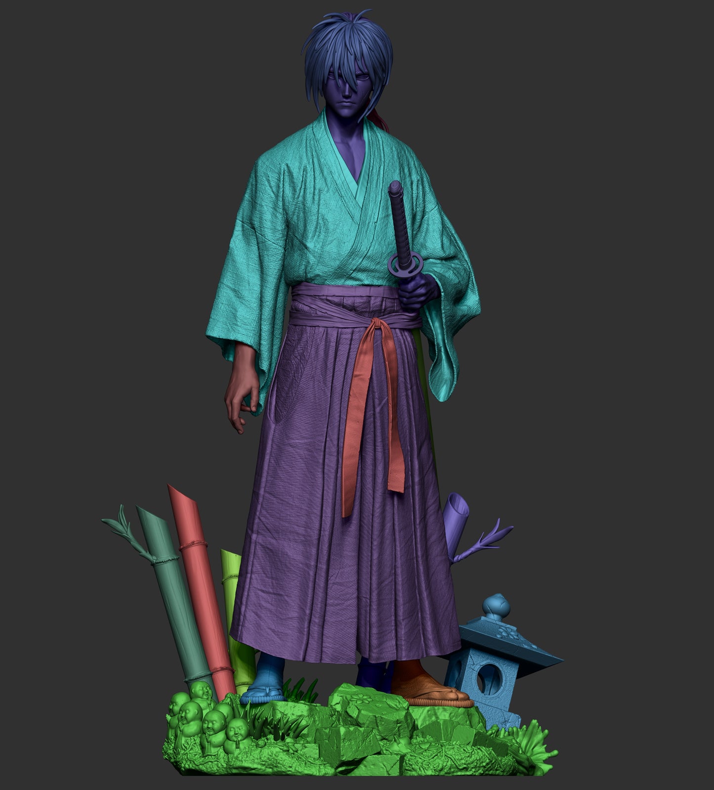 Kenshin Himura – Samurai 3D STL Model | 1/6 Split, 1/6 Pre-Supported, 1/9 Split & 1/9 Uncut