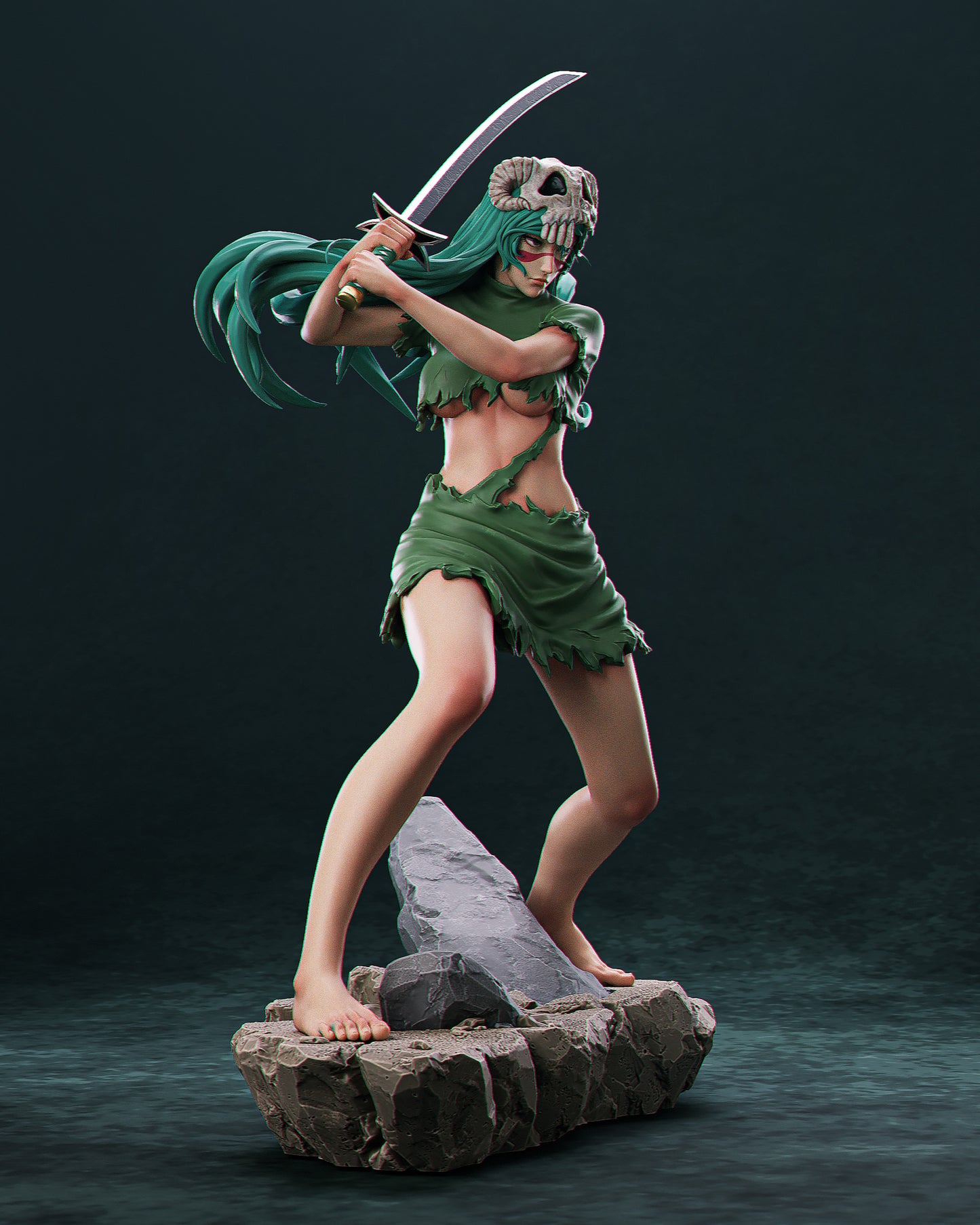 Nelliel 3D STL Printable Figure – Anime Fan Art STL of Nel from Bleach for Resin Printing (1/6 Cut, 1/9 Cut & Uncut)