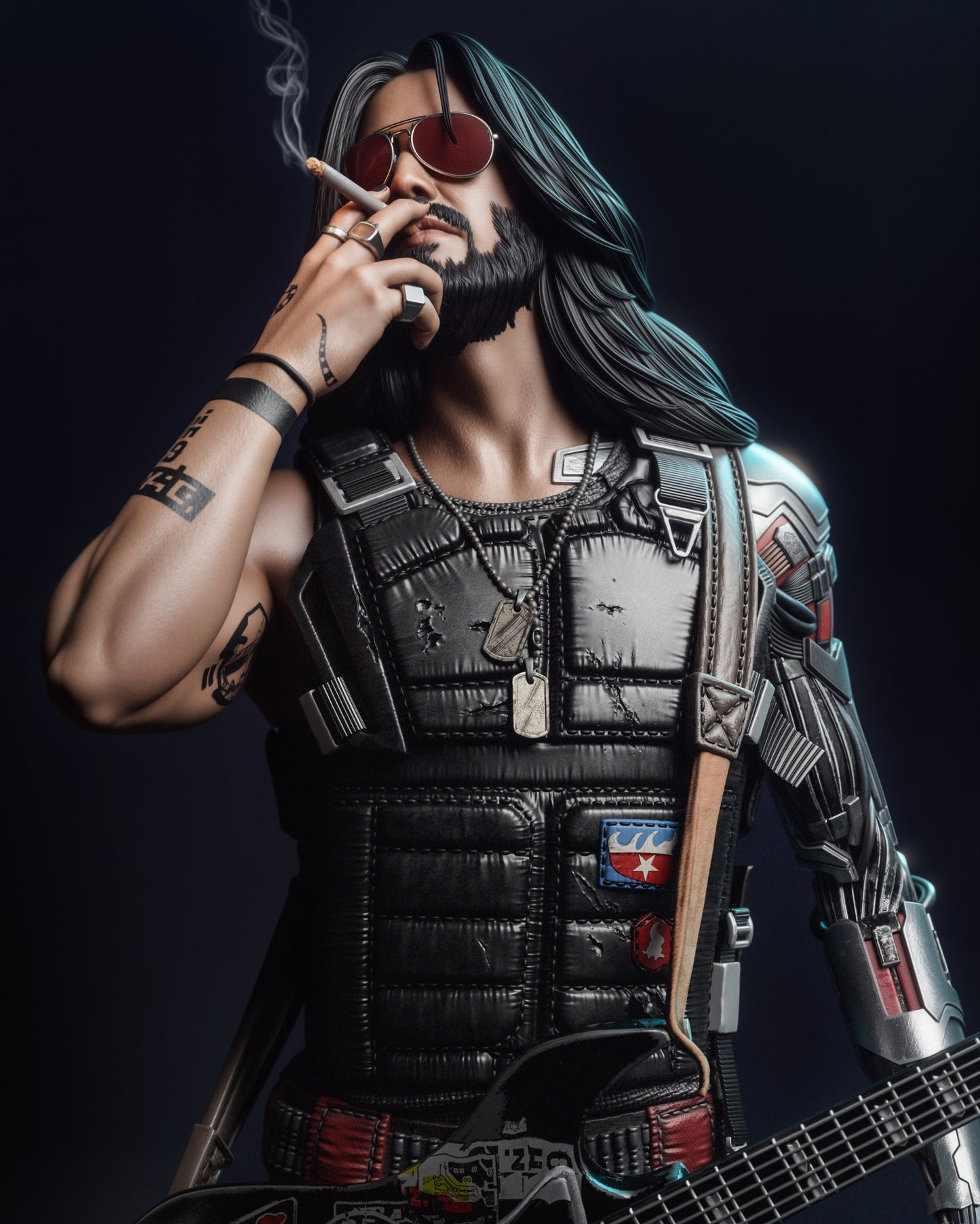 Johnny Silverhand (Cyberpunk 2077) 3D Print Model - Rockerboy Icon STL - Multi-Scale, Pre-Supported & Uncut Files