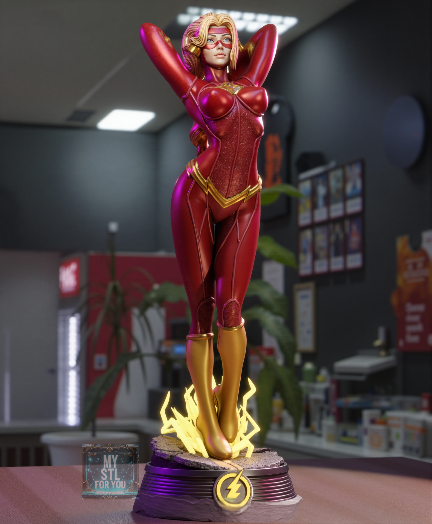 Lady Flash 3D Print Model SFW+NSFW | Pre-supported STL File