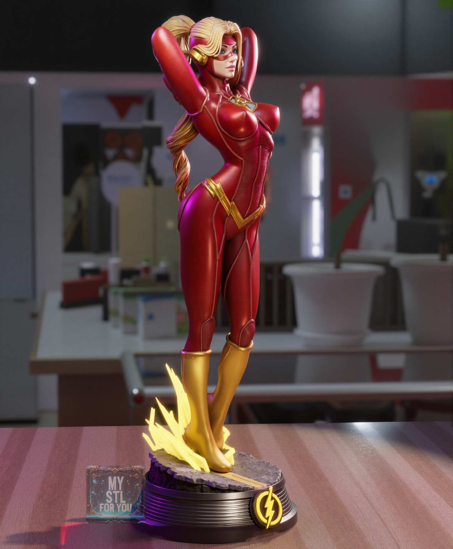 Lady Flash 3D Print Model SFW+NSFW | Pre-supported STL File