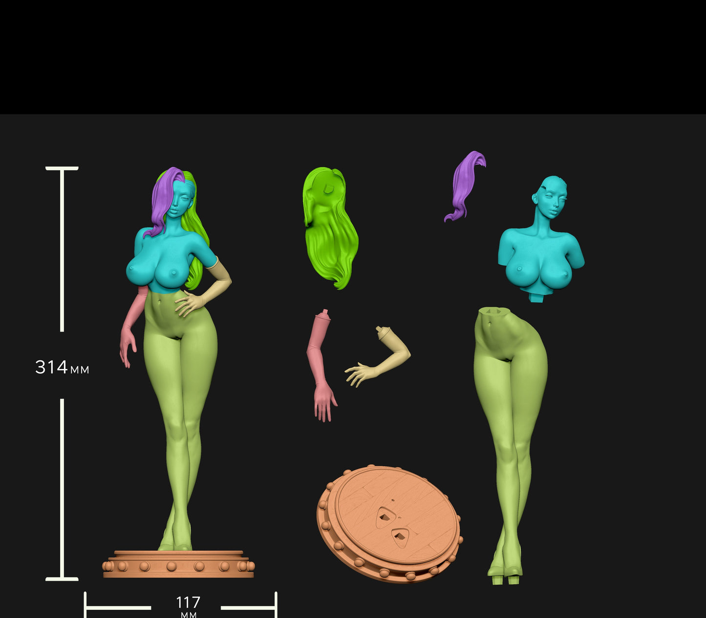 Jessica Rabbit NSFW STL File – 1/6 Scale Pre-Supported 3D Model | Easy Print & Paint