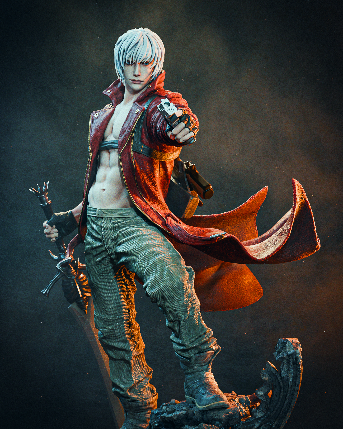 Dante 3D STL Printable Figure – Demon Hunter STL for Resin Printing (1/6 Pre-Supported, 1/9 Split & Uncut)