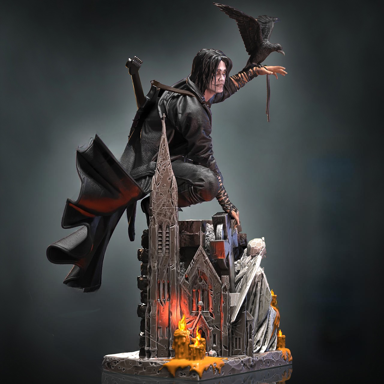 The Crow STL File | 3D Print Dark Avenger Model | Gothic Collectible Figurine