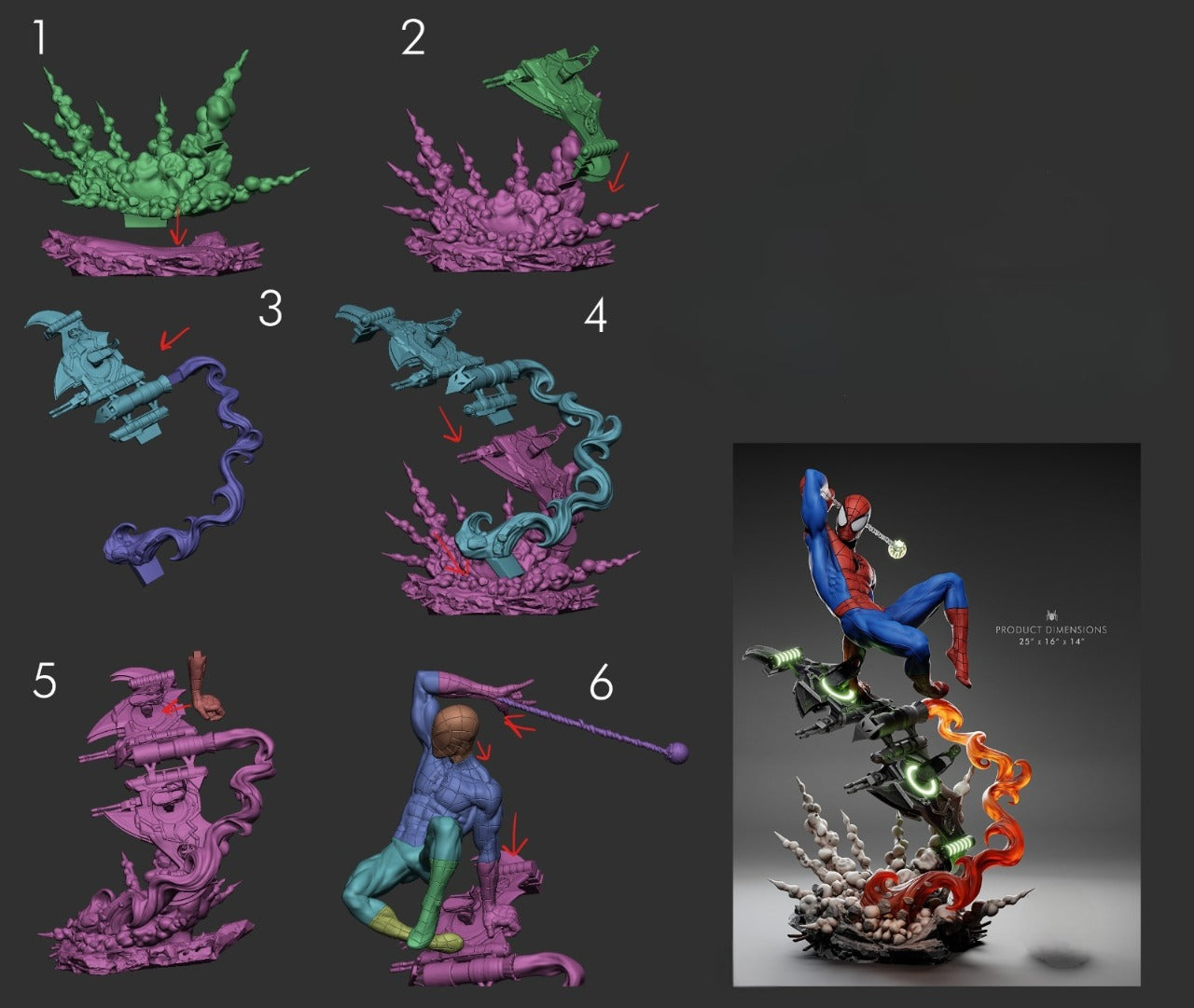 Spider-Man (Marvel Comics) 3D Print File: Iconic Web-Slinger STL - 1:4, 1:6, 1:9, 1:12 Scale Options - Ready-to-Print, Split, Pre-Supported & Uncut