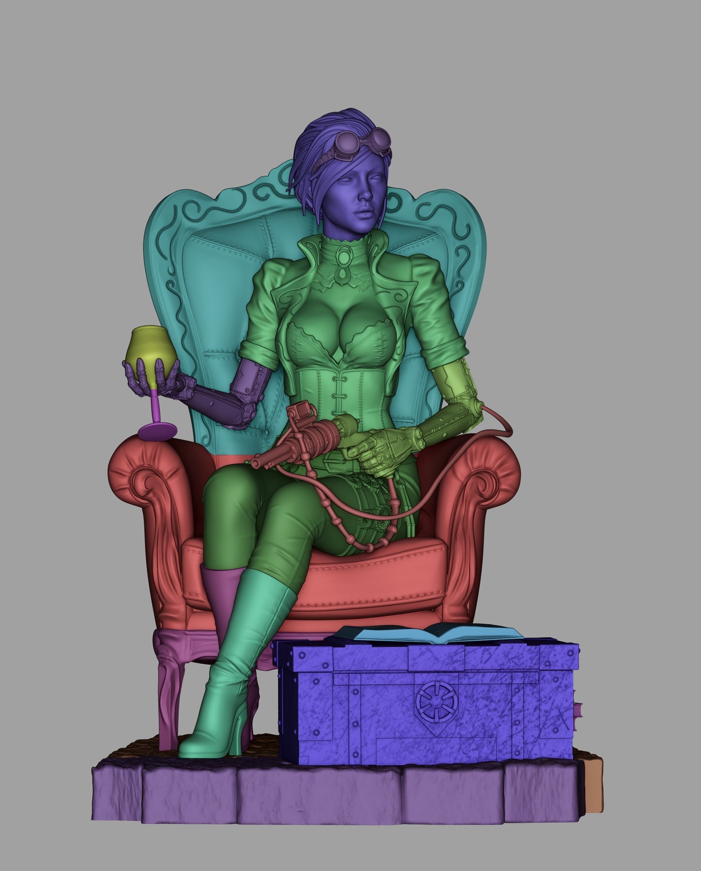 Lady Mechanika 3D Print File: Steampunk Heroine STL - 1:9 & 1:6 Scale Options - Ready-to-Print, Split, Pre-Supported
