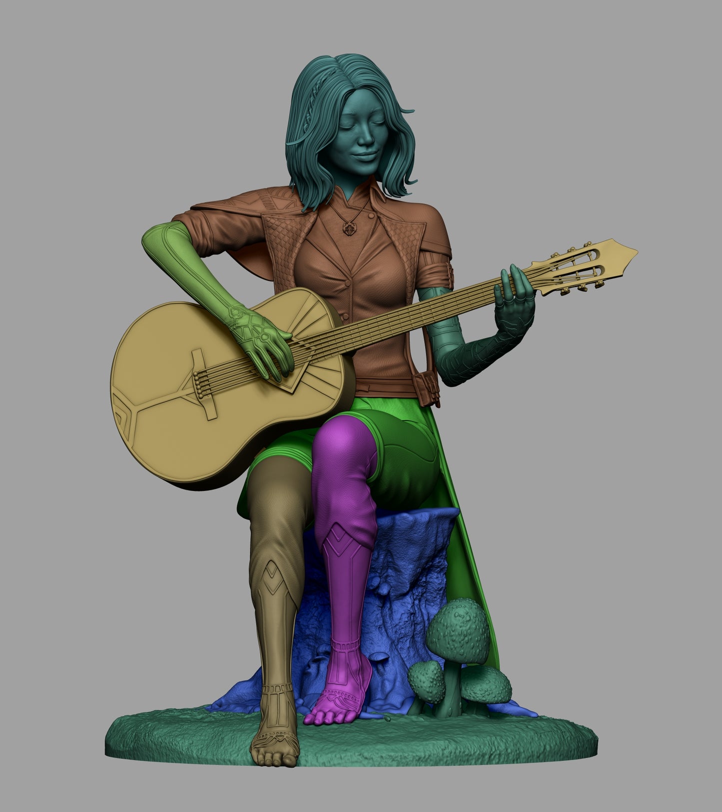 Lune – Guitarist Fantasy 3D STL Statue | 1/6 Split, 1/6 Pre-Supported, 1/9 Split &amp; 1/9 Uncut