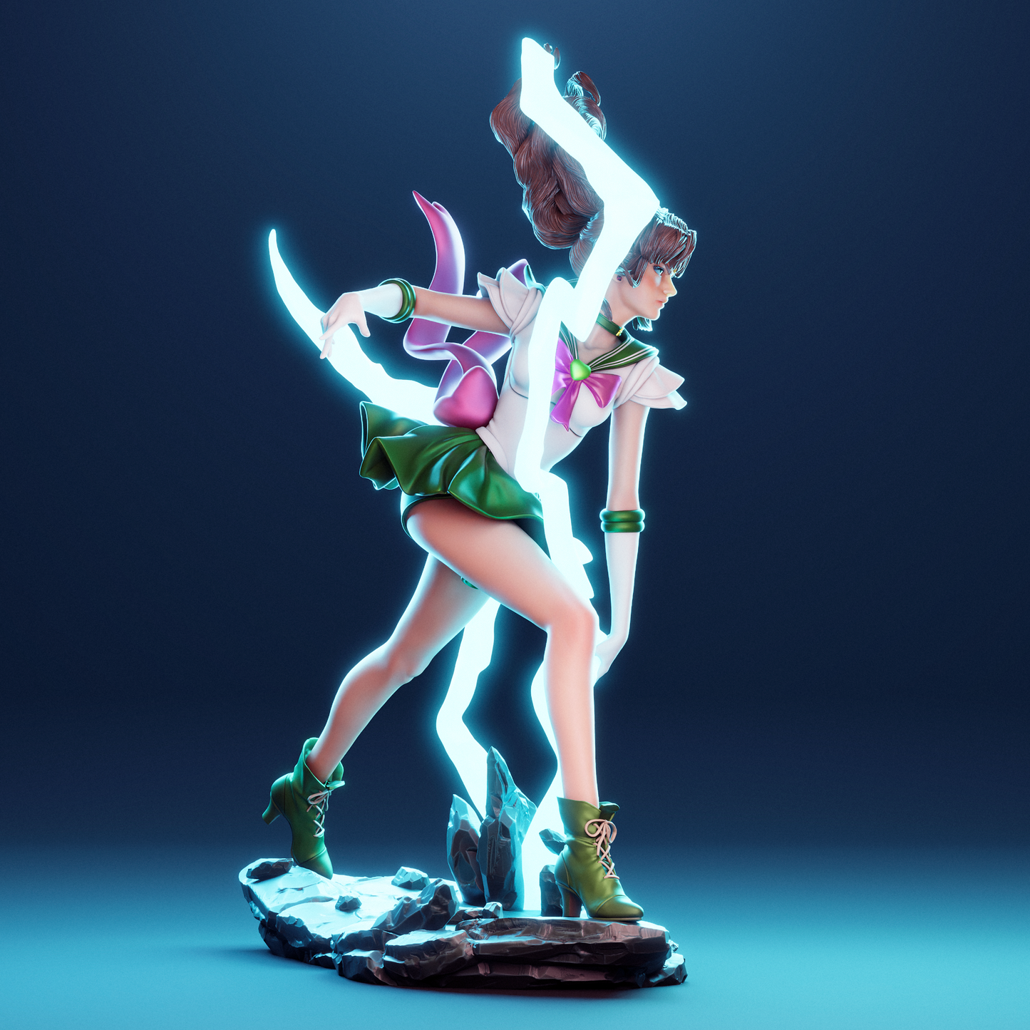 Makoto Kino 3D Printable Figure – Anime Fan Art STL of Sailor Jupiter for Resin Printing (1/6 Pre-Supported, 1/9 Split & Uncut)