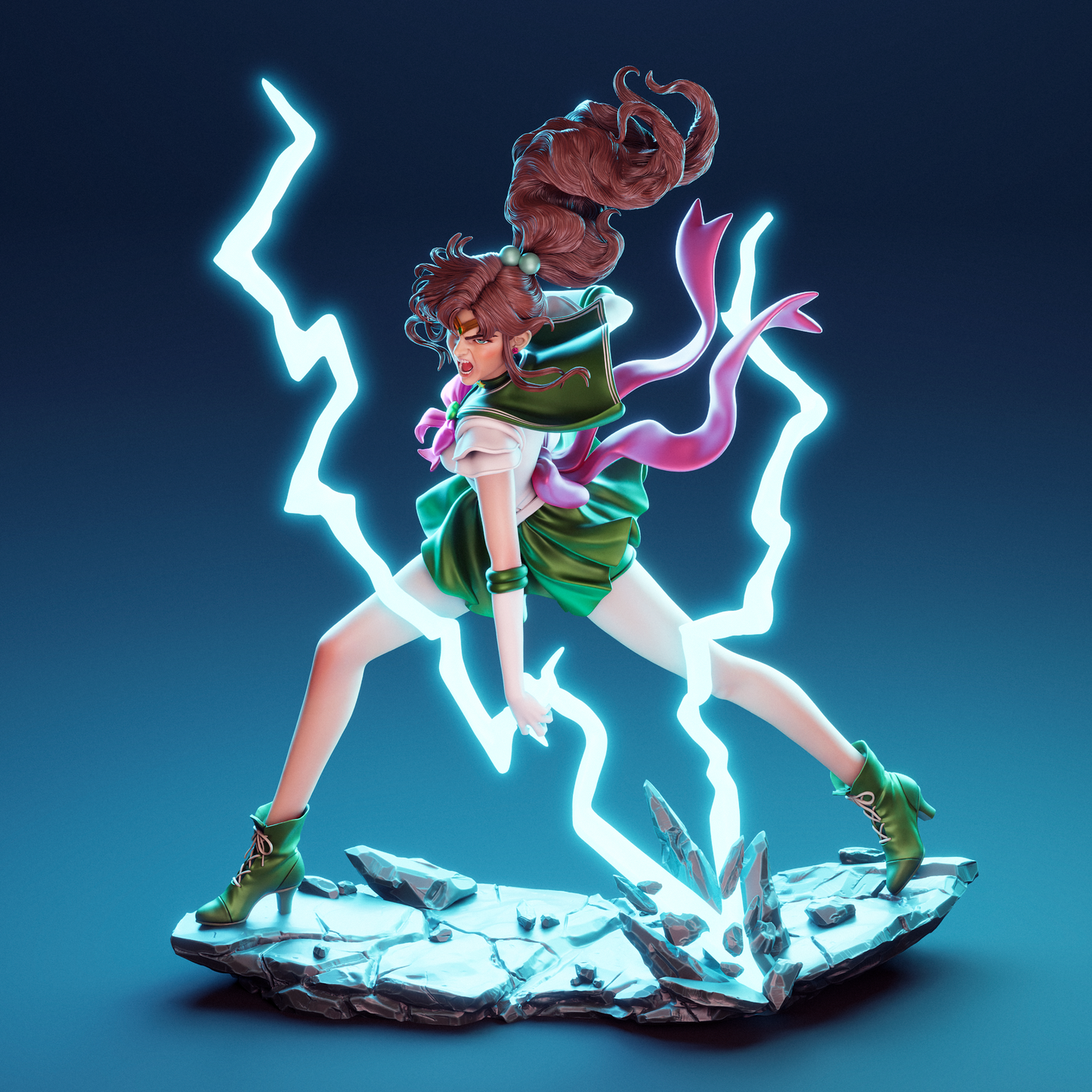 Makoto Kino 3D Printable Figure – Anime Fan Art STL of Sailor Jupiter for Resin Printing (1/6 Pre-Supported, 1/9 Split & Uncut)