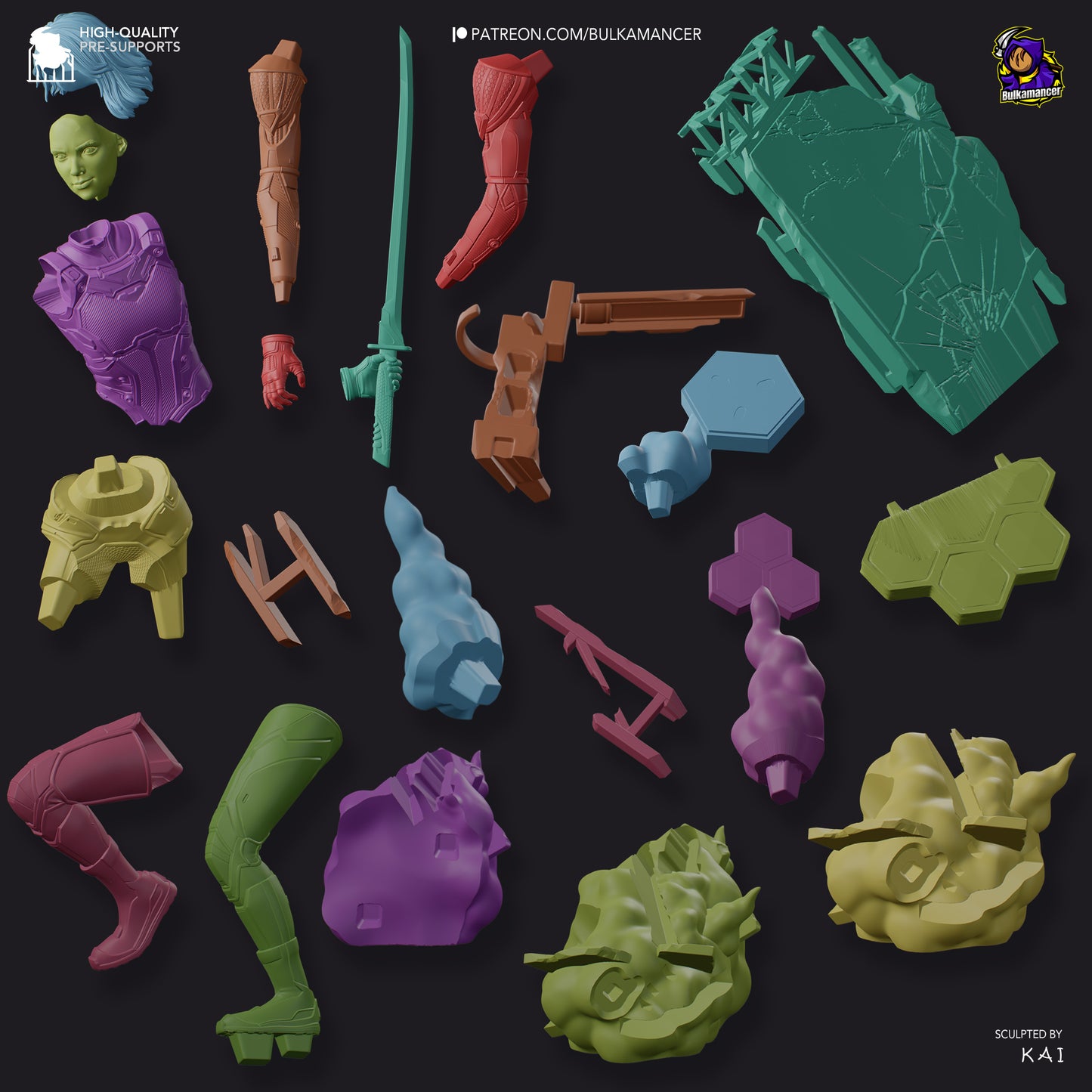 Mio (Cyberpunk/Sci-Fi Heroine) 3D Print Model - Pre-Supported & Uncut STL/LYS