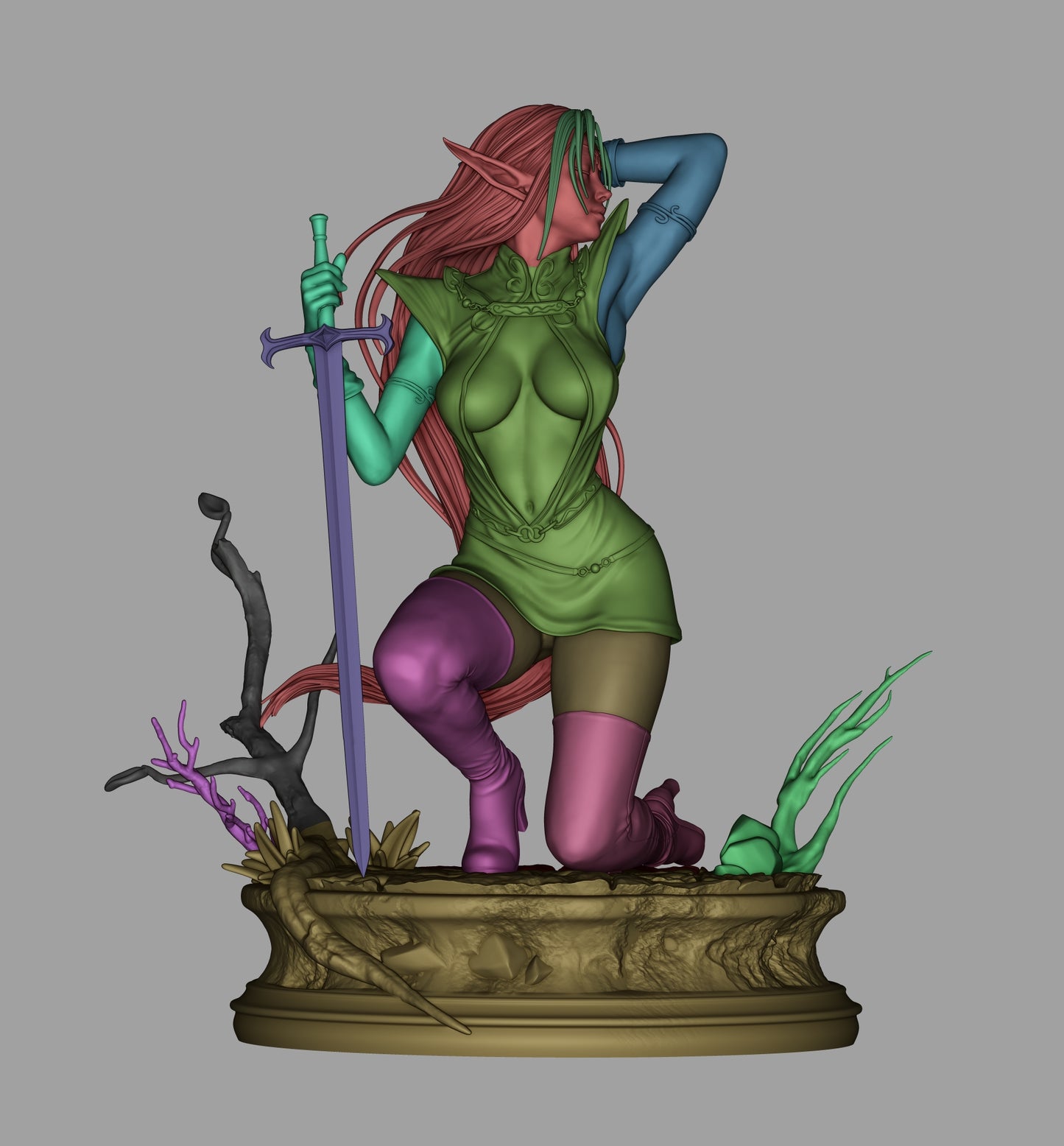 Pirotess 3D STL Printable Figure – Fantasy Elf Fan Art STL for Resin Printing (1/6 Pre-Supported, 1/6 Cut, 1/9 Cut & Uncut)