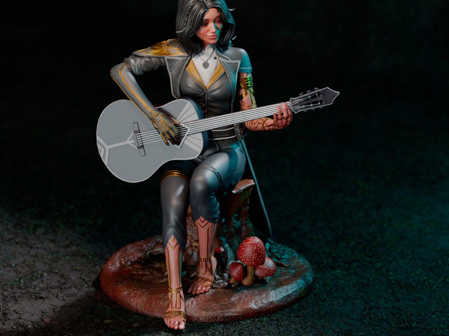 Lune – Guitarist Fantasy 3D STL Statue | 1/6 Split, 1/6 Pre-Supported, 1/9 Split &amp; 1/9 Uncut