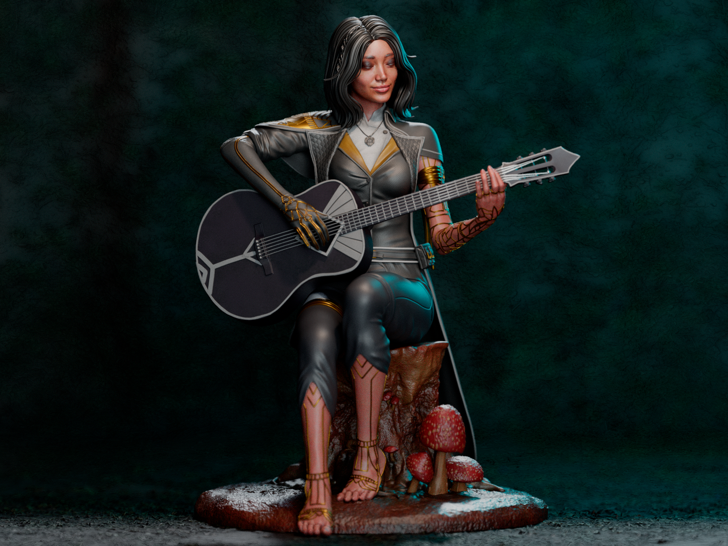Lune – Guitarist Fantasy 3D STL Statue | 1/6 Split, 1/6 Pre-Supported, 1/9 Split &amp; 1/9 Uncut