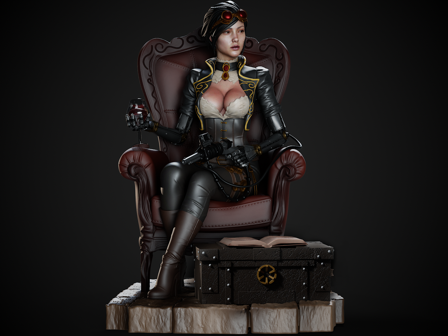Lady Mechanika 3D Print File: Steampunk Heroine STL - 1:9 & 1:6 Scale Options - Ready-to-Print, Split, Pre-Supported
