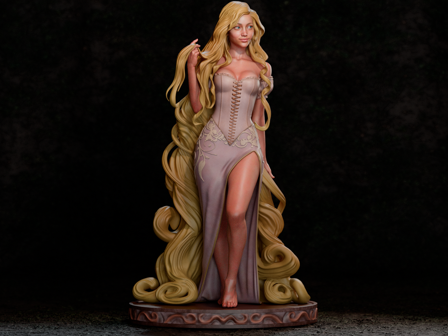 Rapunzel – Fairy Tale 3D STL Statue | 1/6 Split, 1/6 Pre-Supported, 1/9 Split &amp; 1/9 Uncut