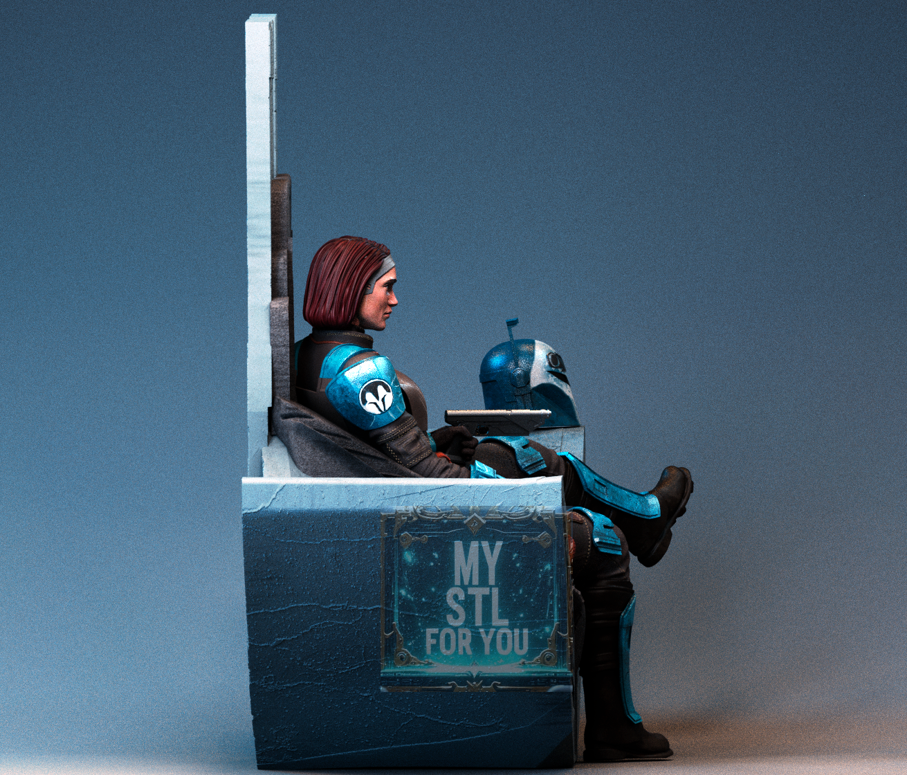 Bo‑Katan STL – Mandalorian Throne Statue Files Bundle (1/12, 1/12 Pre‑Supported LYS, 1/12 Uncut, 1/9, 1/4) – Digital Download