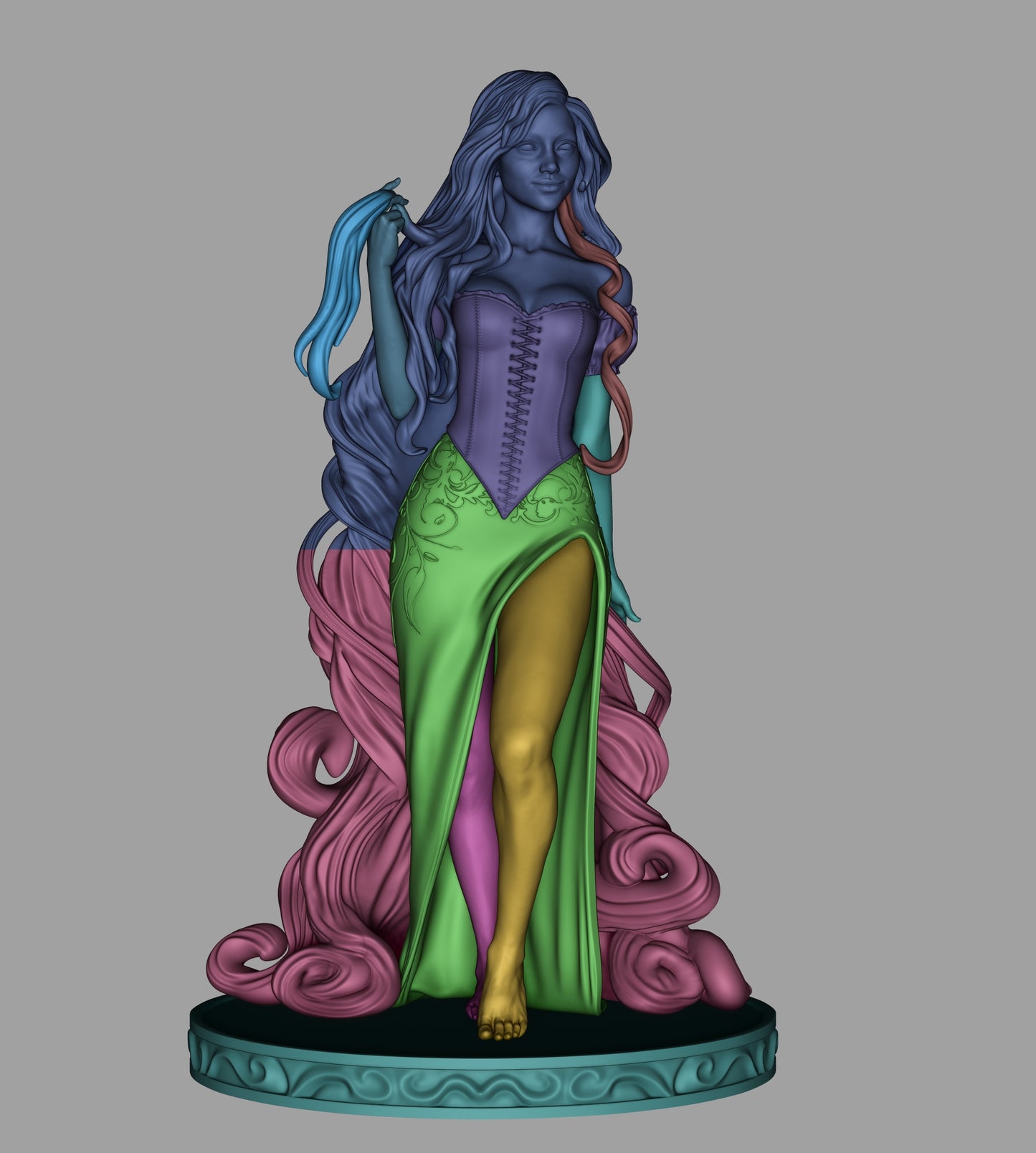 Rapunzel – Fairy Tale 3D STL Statue | 1/6 Split, 1/6 Pre-Supported, 1/9 Split &amp; 1/9 Uncut