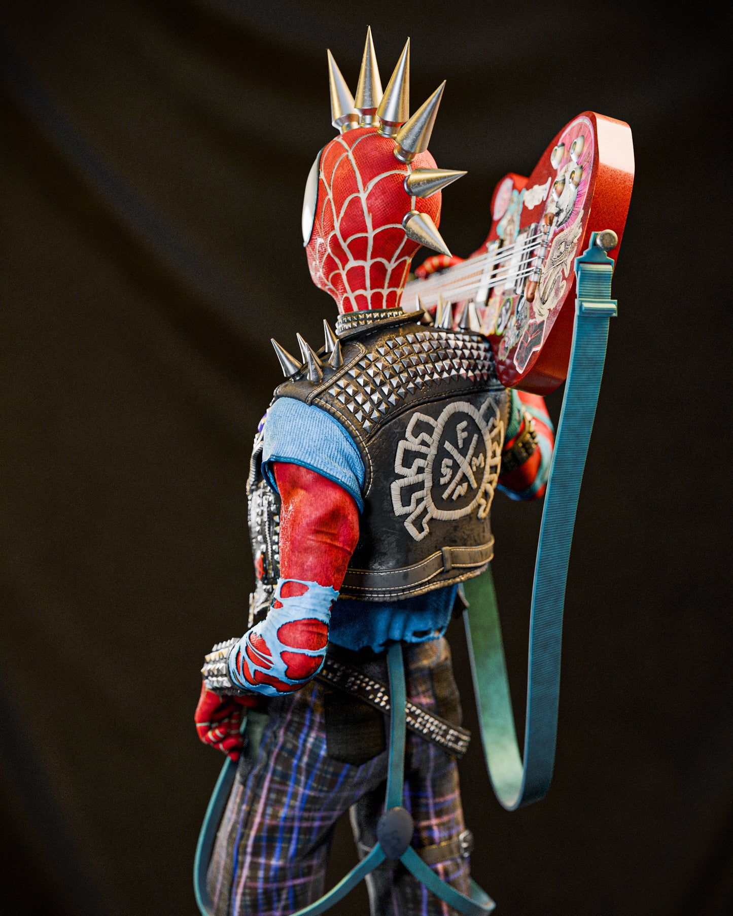 Spider-Punk (Spider-Man) 3D Print File: Anarchy & 웹-Slinging STL - 1:6, 1:9, 1:12 Scale Options - Ready-to-Print, Split, Pre-Supported & Uncut