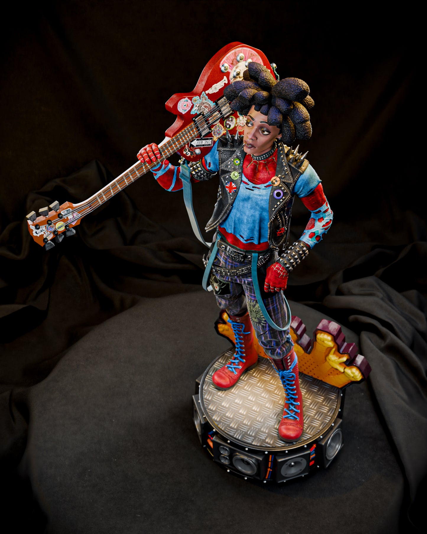 Spider-Punk (Spider-Man) 3D Print File: Anarchy & 웹-Slinging STL - 1:6, 1:9, 1:12 Scale Options - Ready-to-Print, Split, Pre-Supported & Uncut