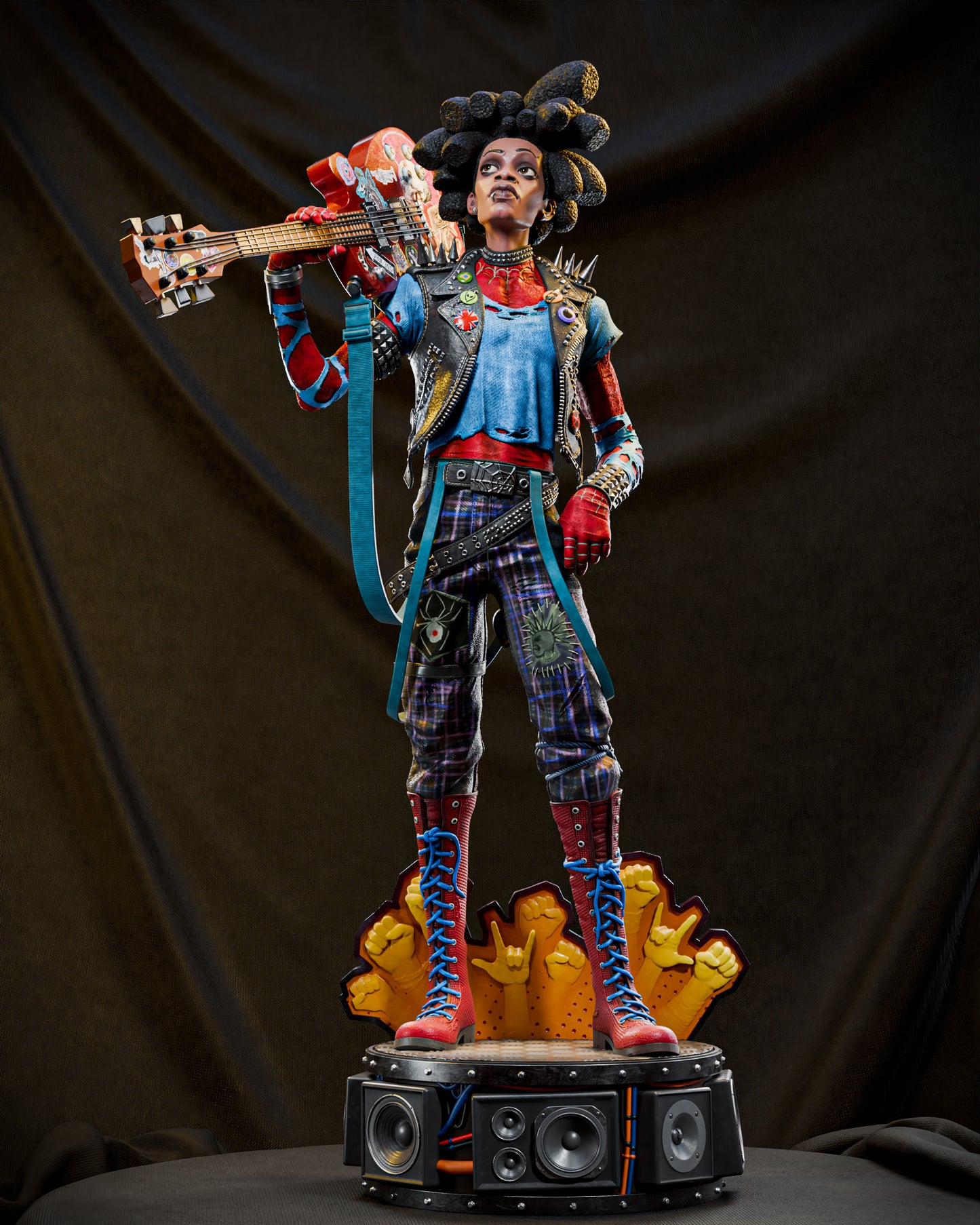 Spider-Punk (Spider-Man) 3D Print File: Anarchy & 웹-Slinging STL - 1:6, 1:9, 1:12 Scale Options - Ready-to-Print, Split, Pre-Supported & Uncut
