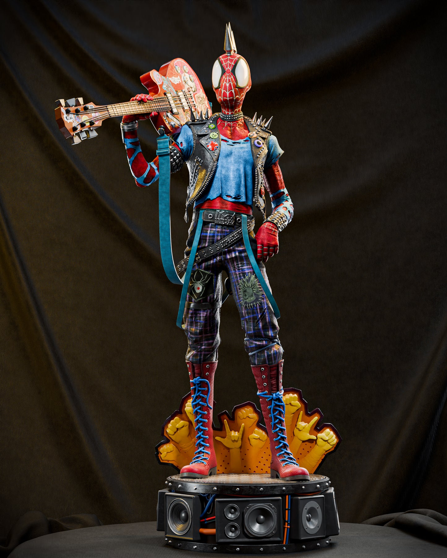 Spider-Punk (Spider-Man) 3D Print File: Anarchy & 웹-Slinging STL - 1:6, 1:9, 1:12 Scale Options - Ready-to-Print, Split, Pre-Supported & Uncut