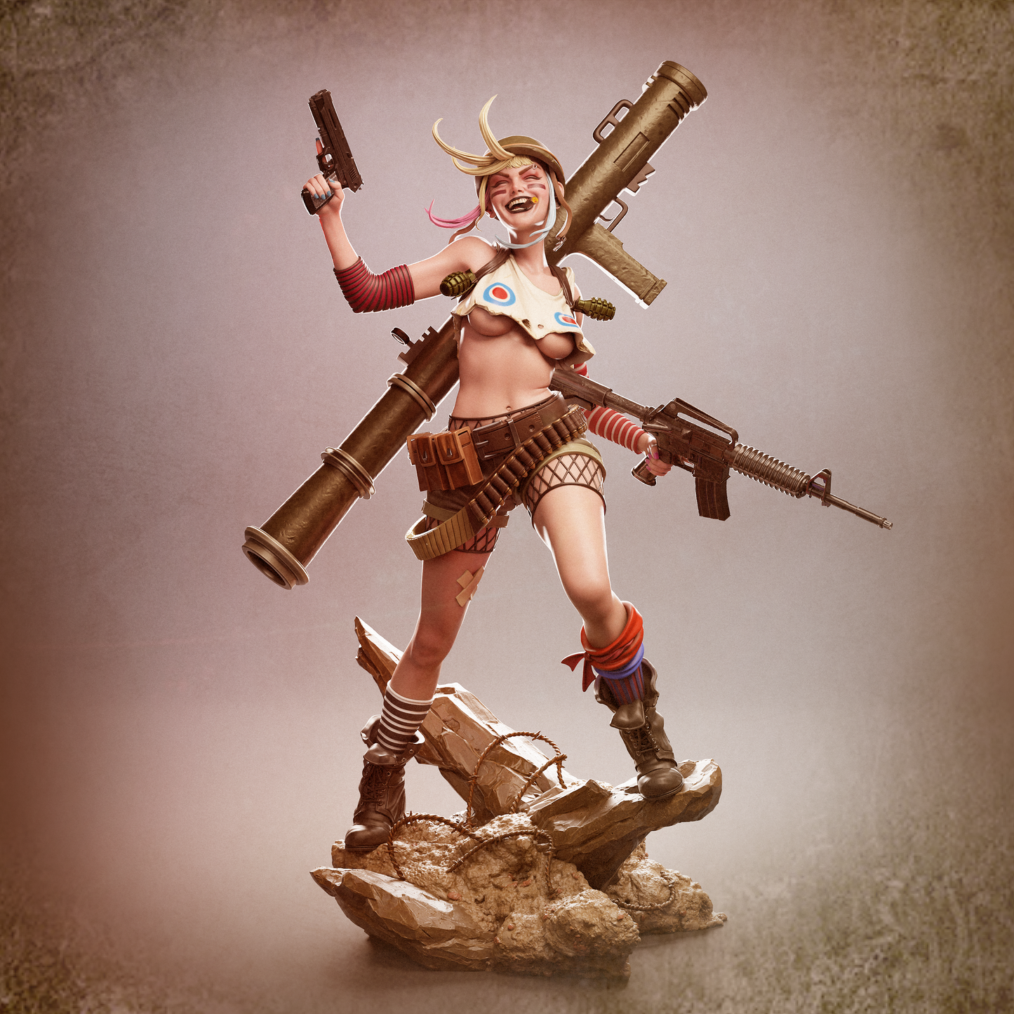 Tank Girl – Punk Action 3D STL Figure | 1/6 Split, 1/6 Pre-Supported, 1/9 Split &amp; 1/9 Uncut