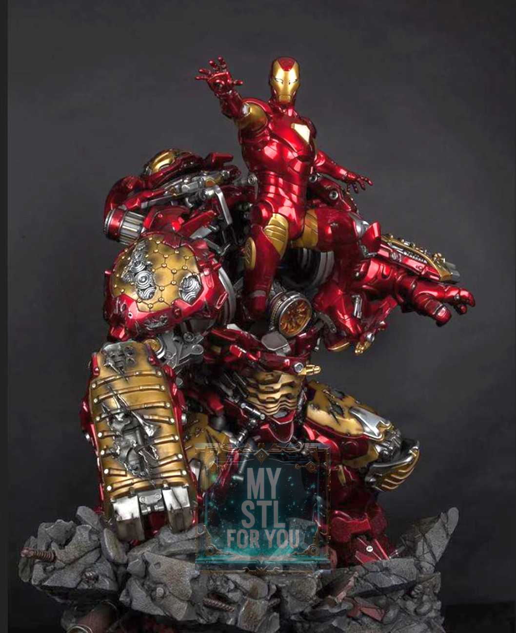 Hulkbuster vs Iron Man | 3D Print STL Diorama | Resin Statue Files