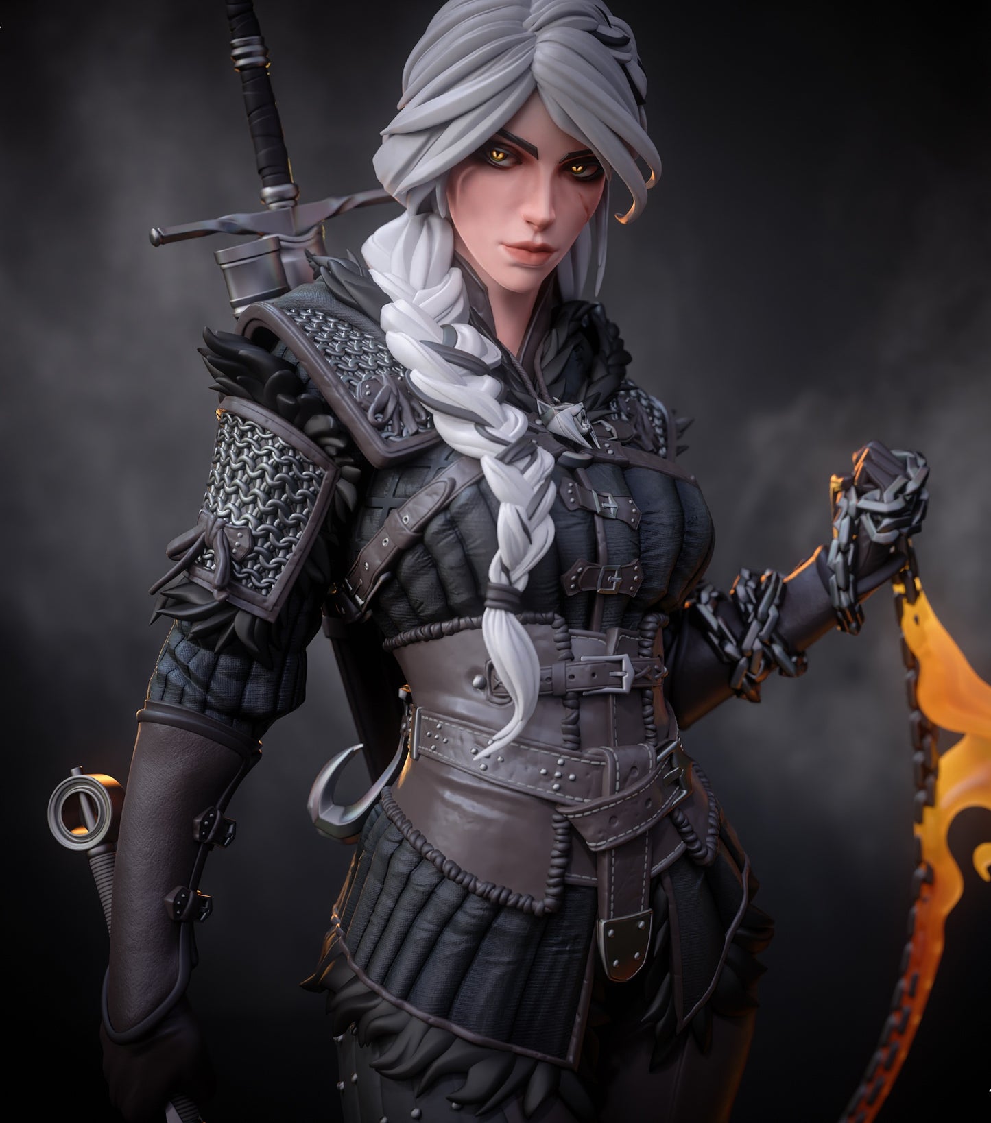 Stylized Ciri 3D STL File | The Witcher 4 Inspired 3D Print Model | 281mm Pre-Supported & Unsupported