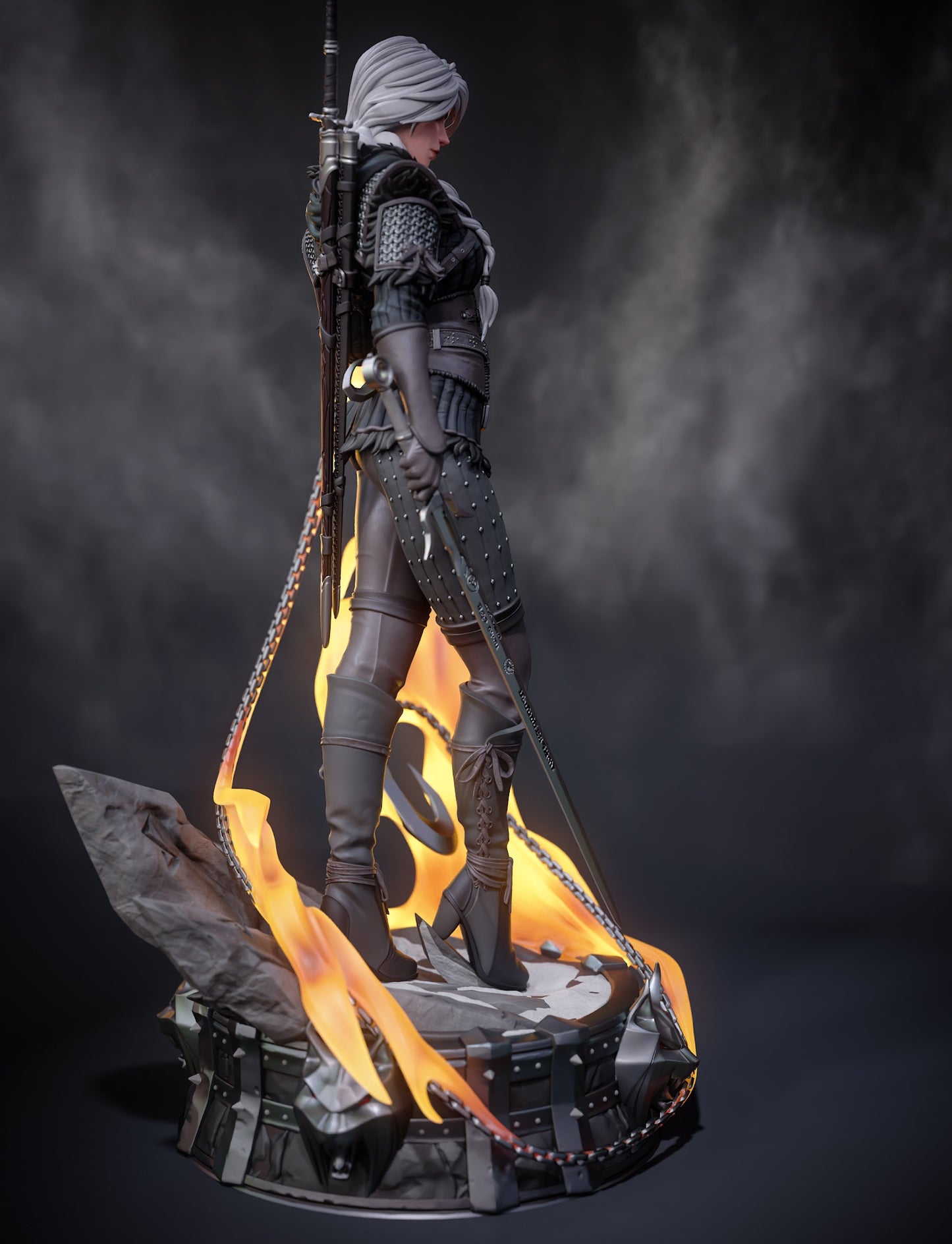 Stylized Ciri 3D STL File | The Witcher 4 Inspired 3D Print Model | 281mm Pre-Supported & Unsupported