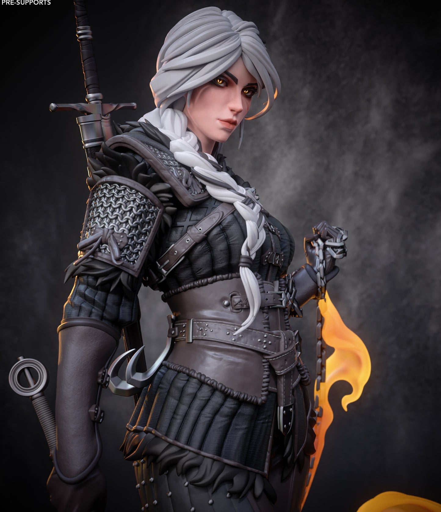 Stylized Ciri 3D STL File | The Witcher 4 Inspired 3D Print Model | 281mm Pre-Supported & Unsupported