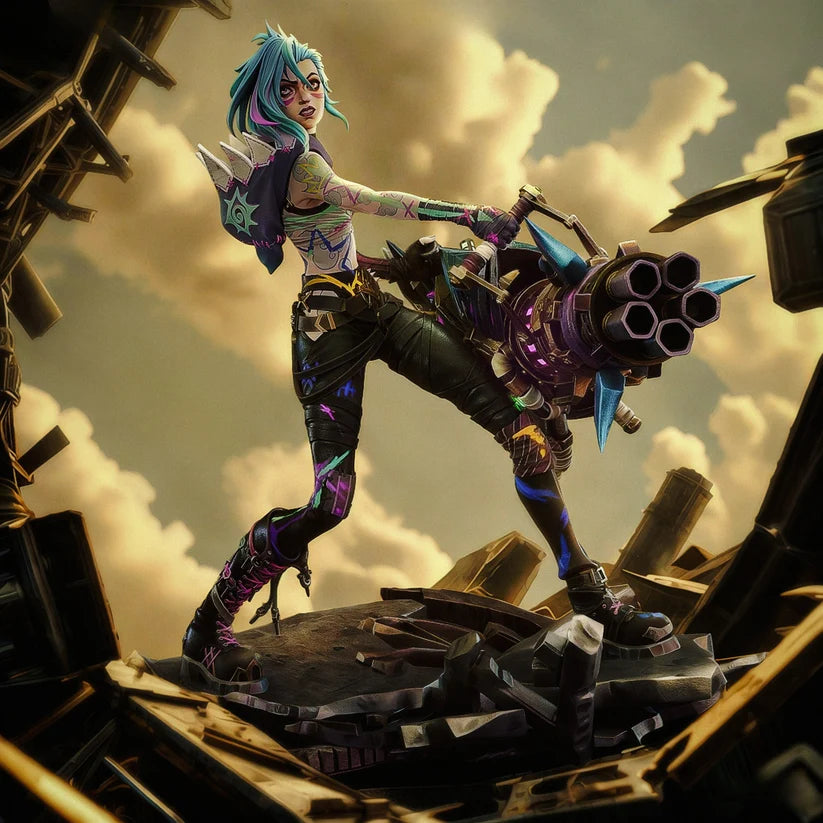 Pre-support Jinx Arcane League of Legends 3D Print File - STL Model
