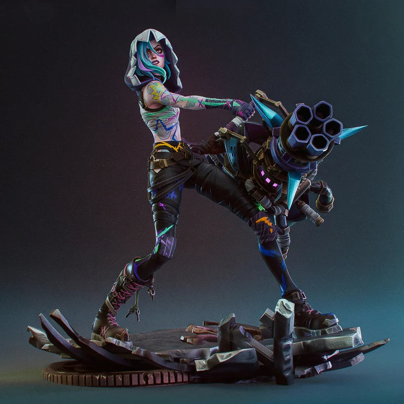 Pre-support Jinx Arcane League of Legends 3D Print File - STL Model
