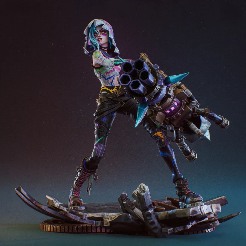 Pre-support Jinx Arcane League of Legends 3D Print File - STL Model